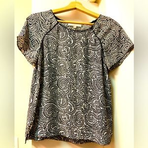 LOFT NWOT black and white blouse, Small petite